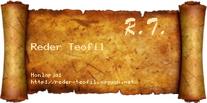 Reder Teofil névjegykártya